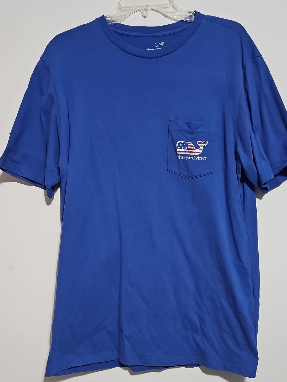 Vineyard Vines Men's Pocket Tee in Blue American Flag Whale Medium USA JULY 4TH